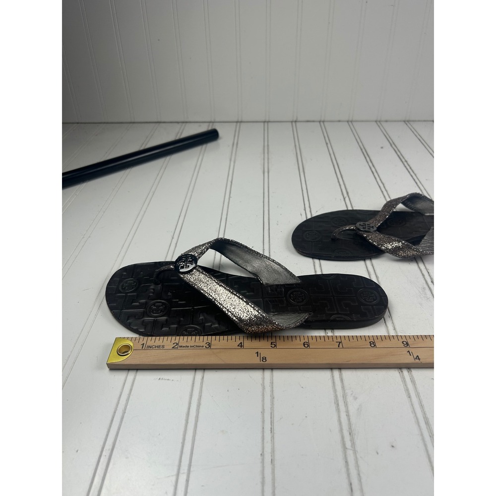 Tory Burch Vintage Y2K Metallic Logo Flip Flop Sandals Women's Size 8-8.5 - Picture 7 of 8